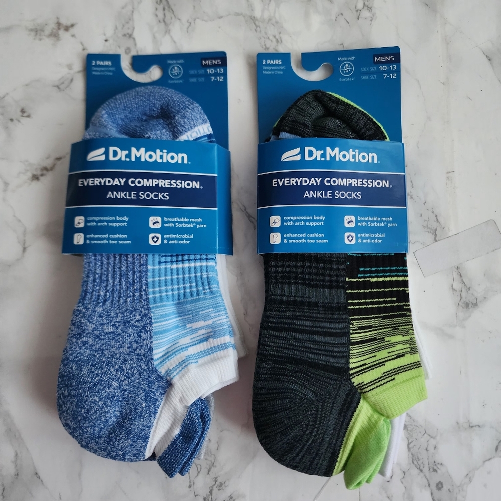 Dr. Motion Ankle Socks 4 Pairs Compression Socks Size Socks 10–13 Shoe 7-12